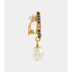 Dolce&Gabbana Logo Crystal And Faux Pearl Clip-on Earrings