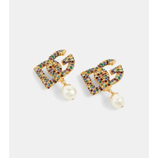 Dolce&Gabbana Logo Crystal And Faux Pearl Clip-on Earrings - Image 3
